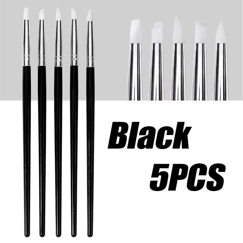 5Pcs/Set Silicone Nail Art Pen Brush Uv Gel Polish Tip 3D Image Diy Dotting Polish Brushes Sculpture Pen Diy Manicure Tool