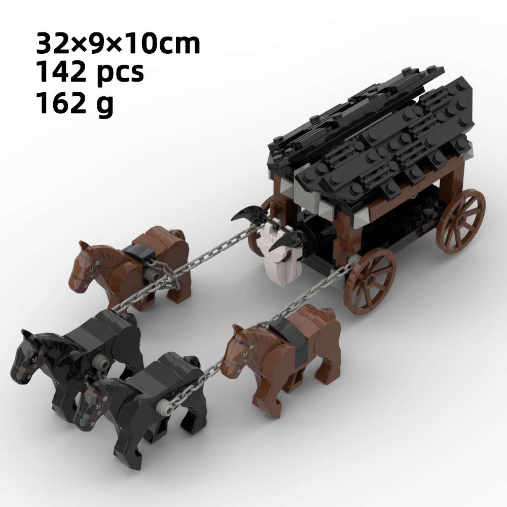 Military Buildings Block Small Particles Medieval Carriage City Chariot Transport Vehicle Weapon Collage Toy