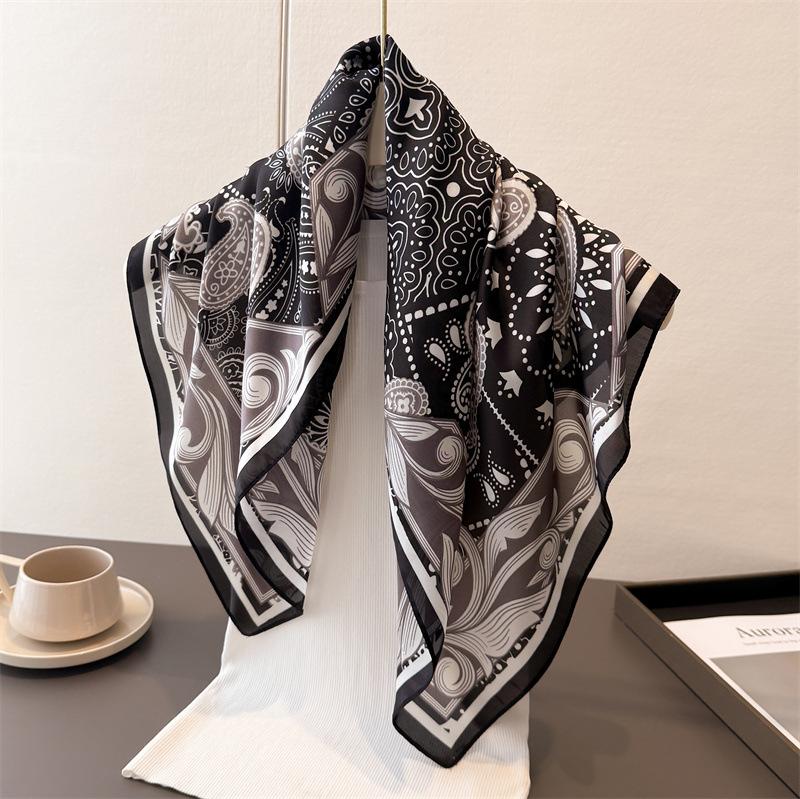 Paisley Pattern Printing Imitation Silk Scarf Square Scarf High-End Shawl Versatile Neck Small Square Scarf Headscarf Scarf