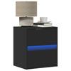 Exclusive House — Black Wall-mounted Bedside Table with RGB LED, 2 Drawers, Wood 41x31x45 Cm