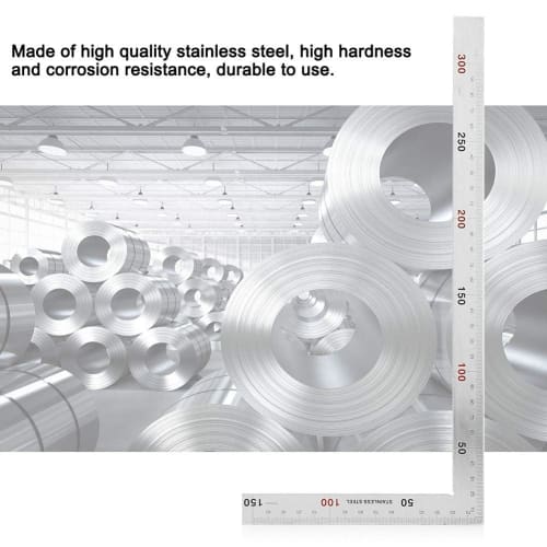 Kodrily Right Angle Ruler, L-Shaped, Double-Sided, Curved Ruler for Construction and Ironwork, 90 Degree L-Shaped Measuring Tool, Gauge, Stainless Ste