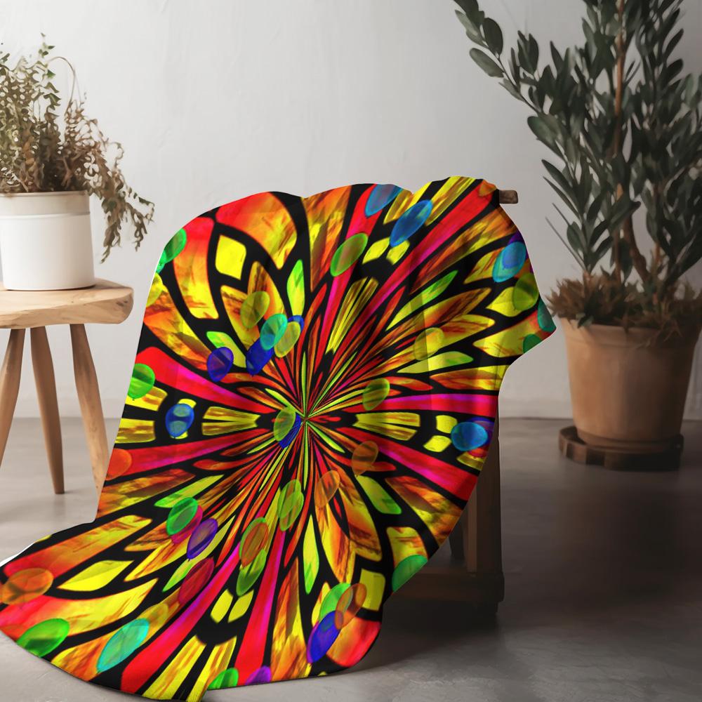 Vibrant Abstract Colorful Circle Pattern Decorative Throw Blanket Sofa Bed Cover for Home Decor