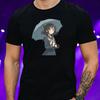T-Shirt Men Anime Umbrella Girl Motif Cotton Size S To 5XL