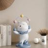 1pc Resin Bear Figurine with Blue Scarf and Golden Ball,Charming Tabletop Decor for Living Room, Bedroom, Entryway, or Study, Bear Home Deco