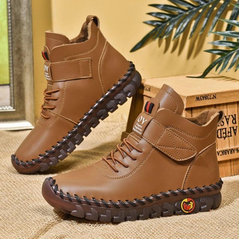 New Women's Shoes Fashion Versatile Velcro Mother Cotton Boots Velvet Warm Martin Boots