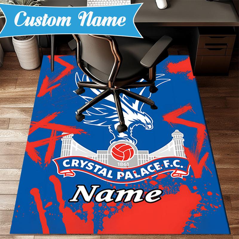 Custom Name Crystal Palace Crest Art Rug Game Carpet, Floor Mat for Bedroom Living Room Entryway Rug, Home Decor Idea Gift for Christmas Birthday