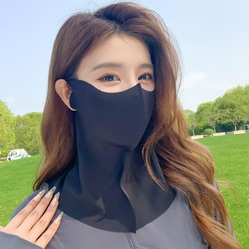 Elegant Face Mask for Women - Breathable, Sun-Protective Neck Cover with Dotted Design, Ideal for Outdoor Activities and Beach
