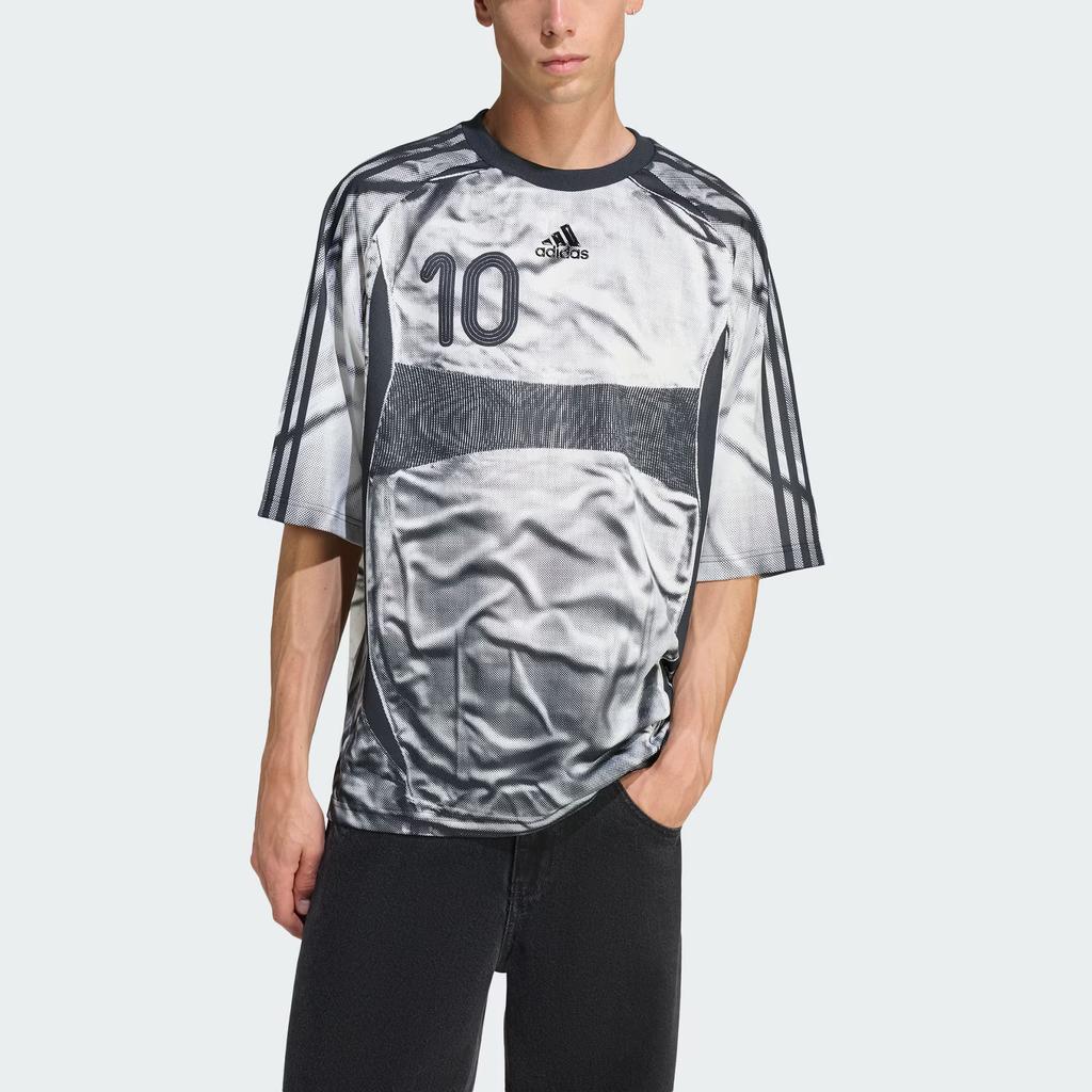 Adidas SS25 Adilenium Teamgeist Bedrucktes Locker Geschnittenes Kurzarm Fußballshirt Herren Oberteile KF8523