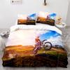 Dirt Bike Duvet Cover Set Motocross Rider Comforter Cover Motorcycle Extreme Sport Game Polyester Bedding Set For Kid Boys Teens