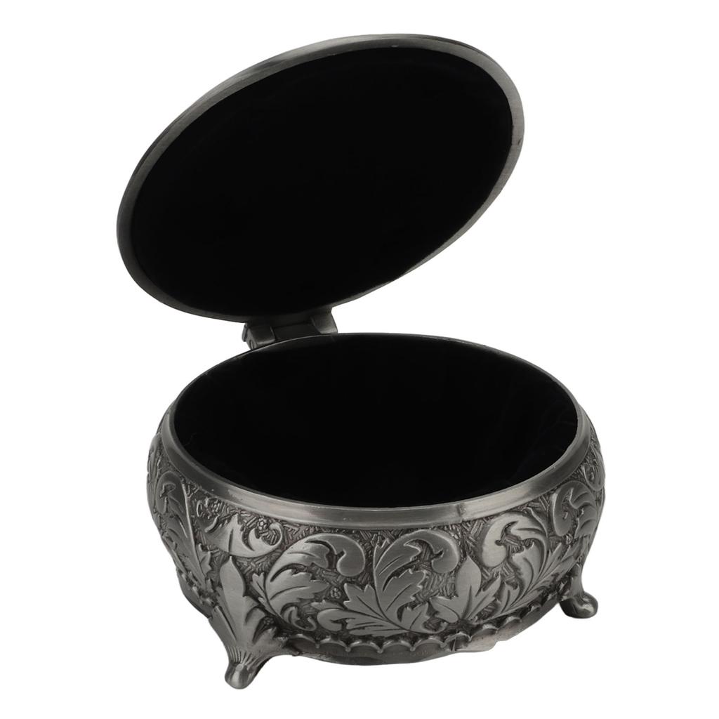 Cutie de bijuterii vintage aliaj de zinc căptușeală de catifea durabilă inoxidabilă embosare trandafiri cutie de tezaur pentru