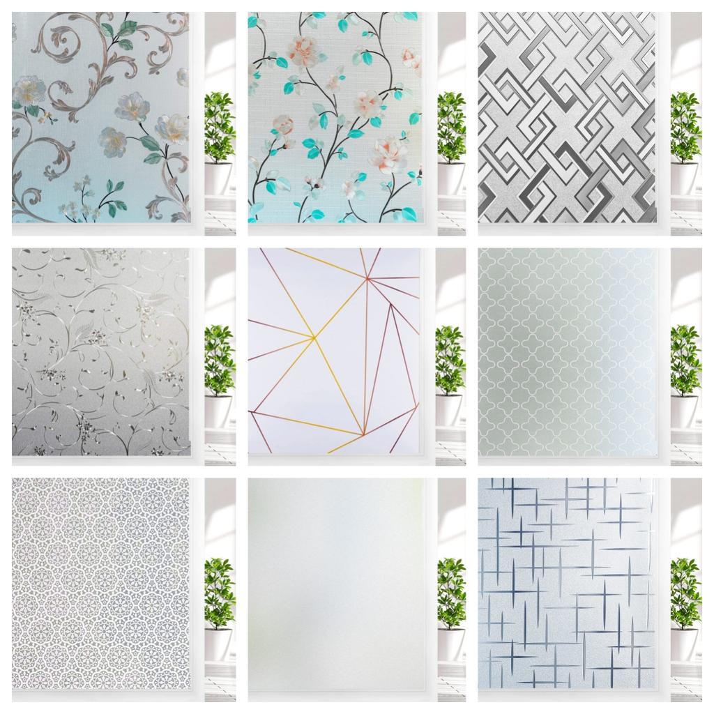 Frostat fönsterinsynsskydd Värmeisolerande statisk häftande icke-självhäftande film för hem fönsterdekaler i färgat glas vinyl