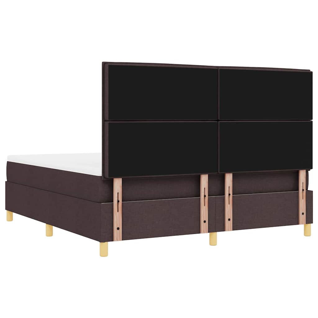 Box Spring Bed with Headboard Dark Brown 200 x 180 cm Fabric