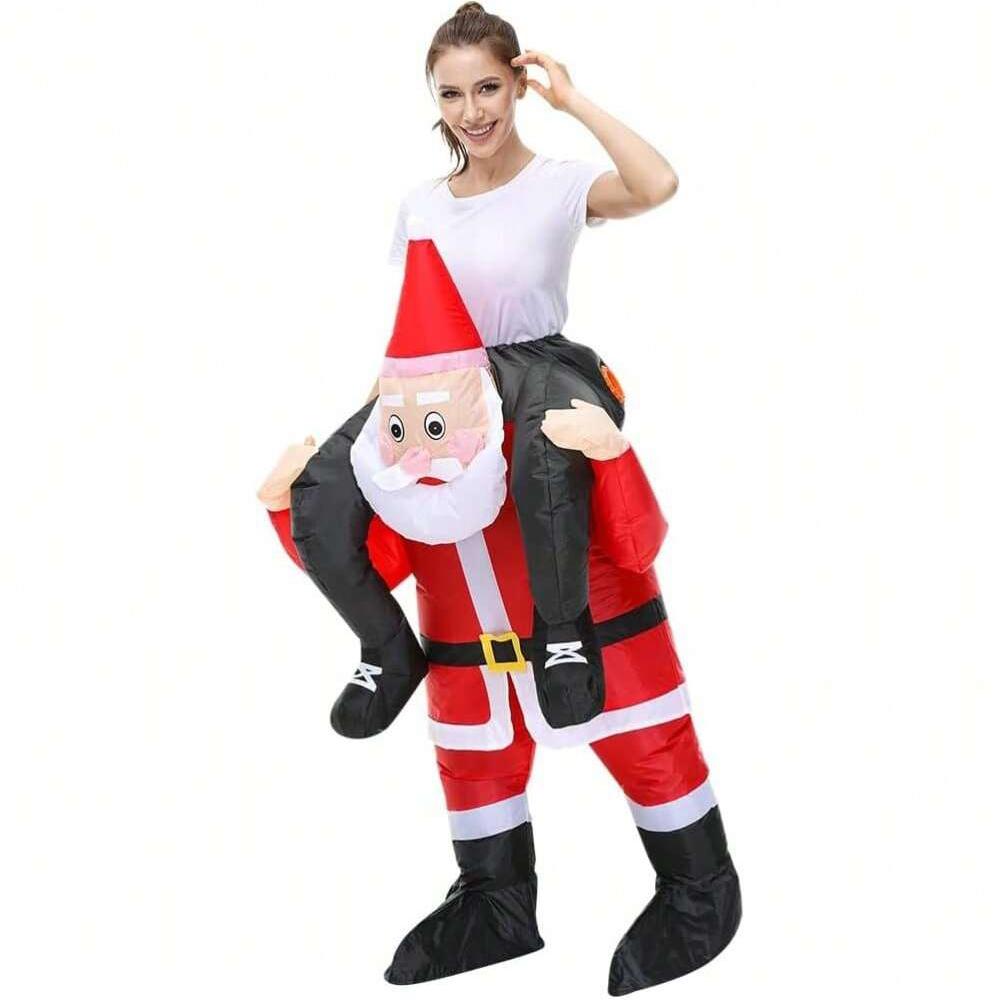Inflatable Santa Claus Costume Adult, ride on elves Costume, Fancy Funny elves Costumes Christmas Halloween Blow up Costumes