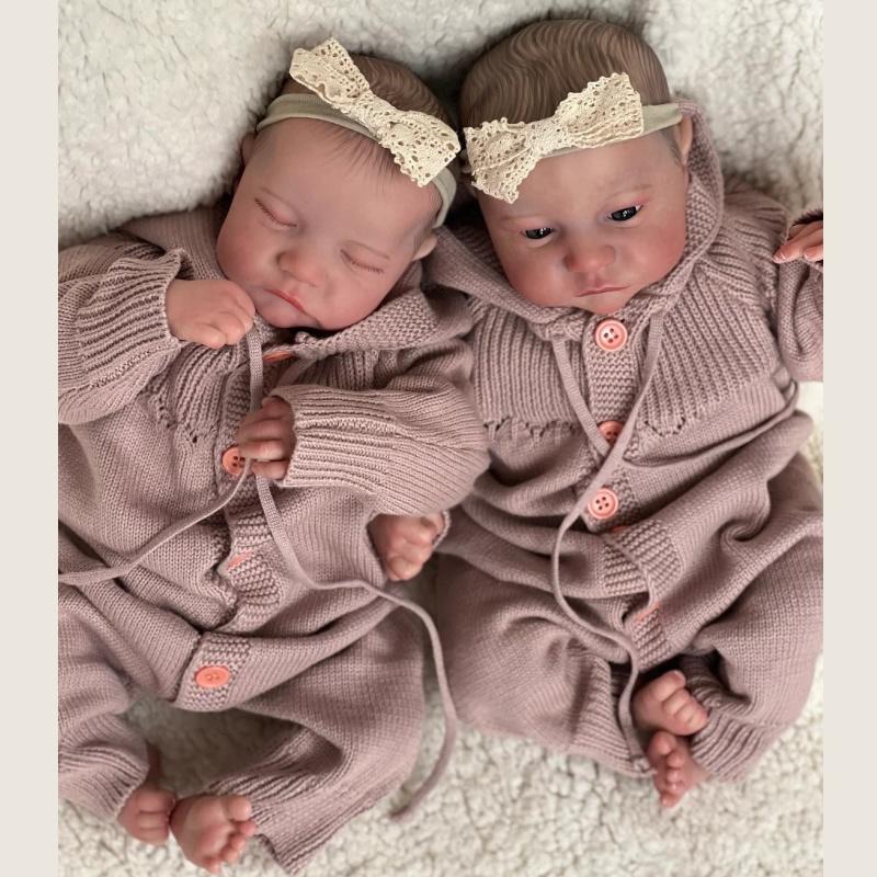 Brand New 49 cm Reborn Doll Twins Levi Closed Eyes and Open Eyes Optional Emulation Rebirth Doll Realistic Baby Doll Toys for Toddler New Year Gifts