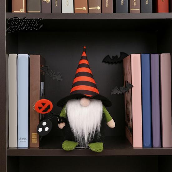 Flauschiger Langhaar-Bart-Gnom Halloween-Gnome Plüsch Handgemachte Dekoration Zwerg Elf Ornamente zur Dekoration Etagere Heimtischdekoration