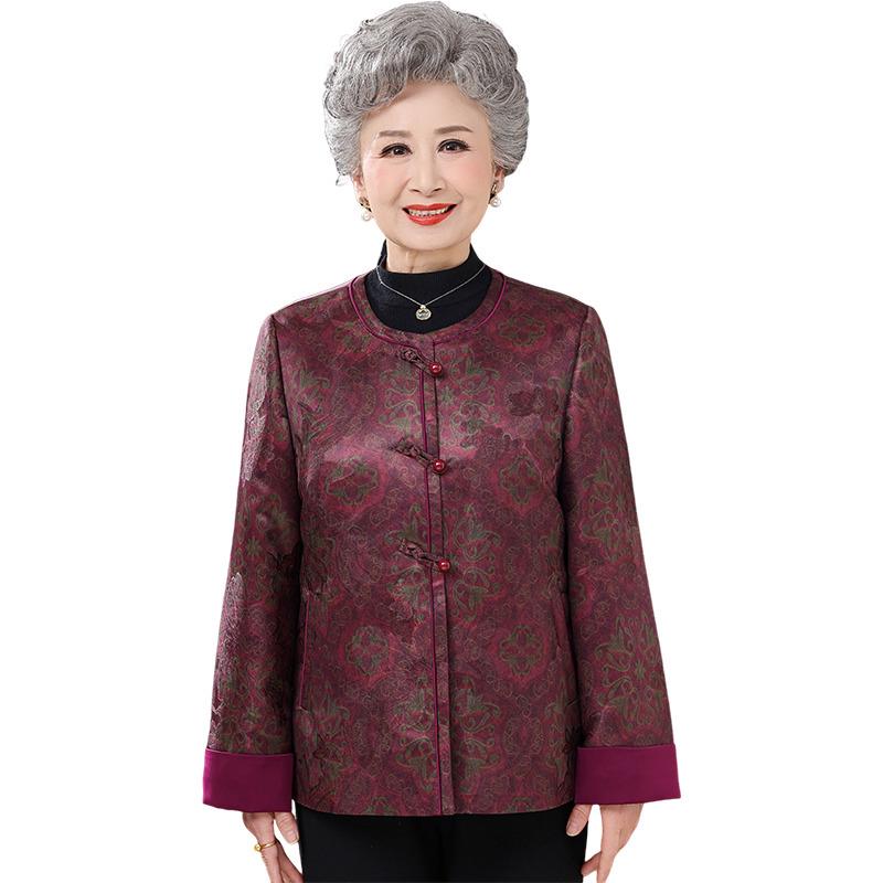 Stylish Spring Autumn Chinese Jacket for Middle-Aged Women: 60s-70s Versatile Long Sleeve