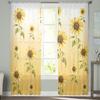 Sunflower Curtains Panels Set Yellow Kitchen Curtain Drapes Privacy Voile Living Room Bedroom Summer Sheer Polyester With Rod Pocket Sitting Decor