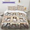 Süßes Blumen-Hunde-Muster Bettwäsche, Steppbett-Set Bettbezug Kissenbezug Zuhause Geburtstagsgeschenk (1 Bettbezug + 2 Kissenbezüge, ohne Füllung)