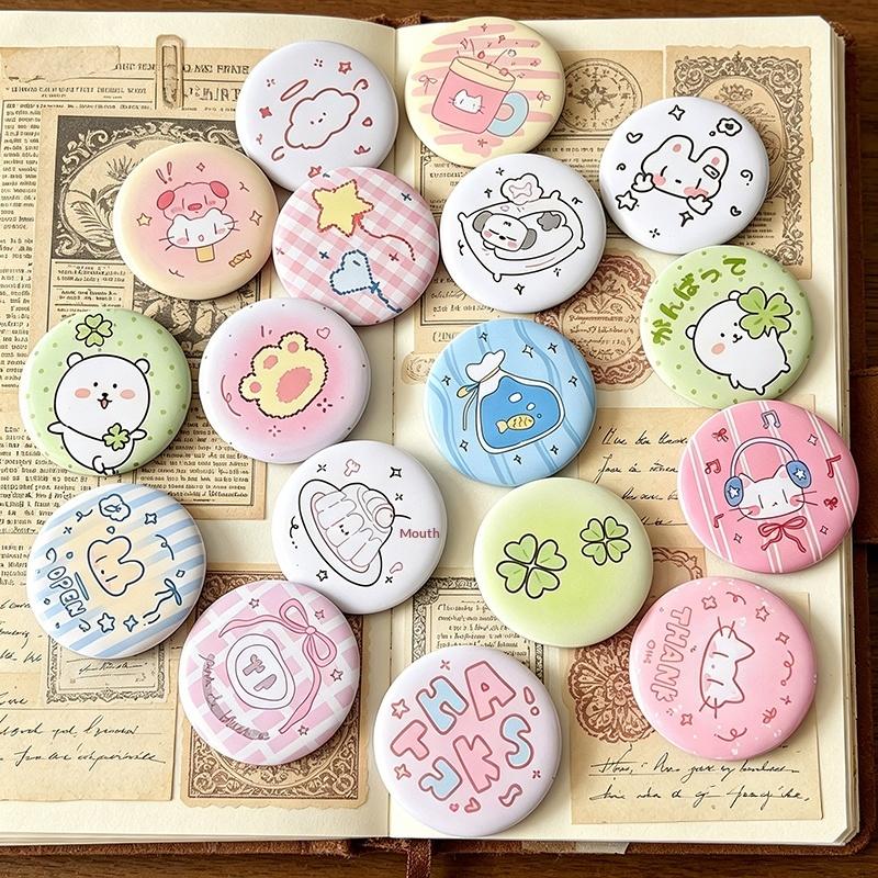 6Pcs Cute Cartoon Mini Cartoon Button Badge Kawaii Retro Girls Kids Backpack Pencil Bag Diy Decorative Brooch Pin Accessories