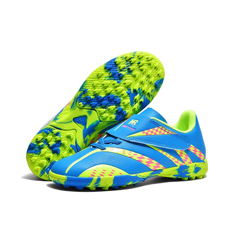 

2025 новые детские футбольные бутсы для внешней торговли для девочек с шипами TF с короткими шипами на липучке для мальчиков начальной и средней школы тренировочная обувь 32