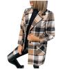 Women's Brushed Plaid Shirts Long Sleeve Flannel Lapel Button Down Pocketed Shacket Jacket Coats