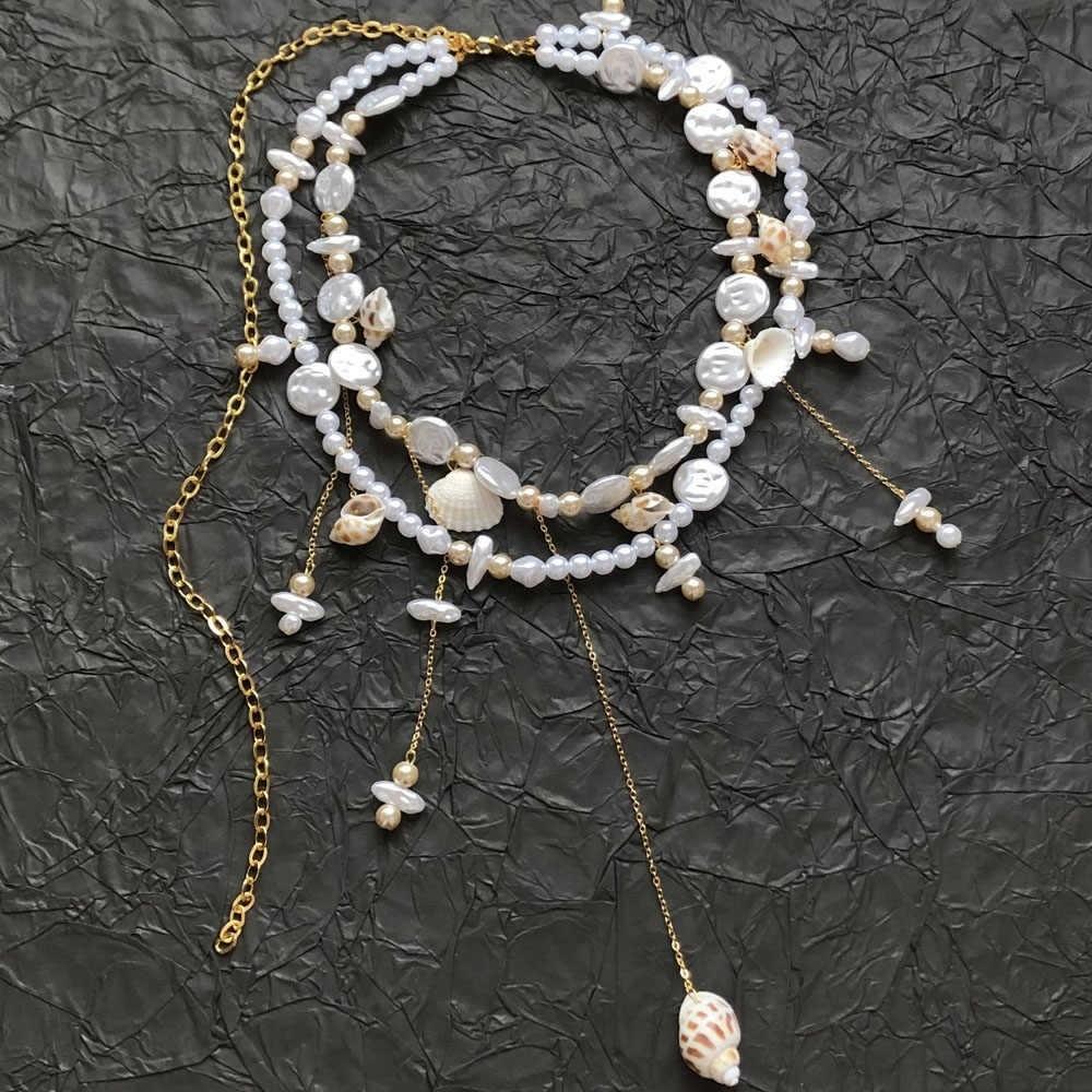 Elegant Double Layer Seashell Waist Chain Conch Pendant Belly Chain Ocean Themed Body Chain  Women