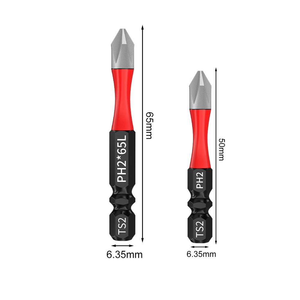 2PCS Screwdriver Bit PH2 50/65/100mm Impact-Screwdriver Bits Magnetic-Phillips Driver Drill Head Tool Accessory Series