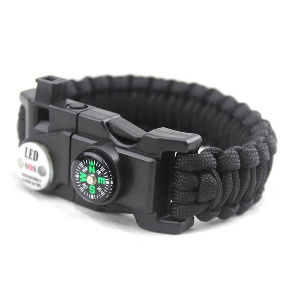Outdoor Multifunction Portable Mountaineering Emergency Survival Bracelet Camping Survival Umbrella Rope Bracelet with Compass  Buckle