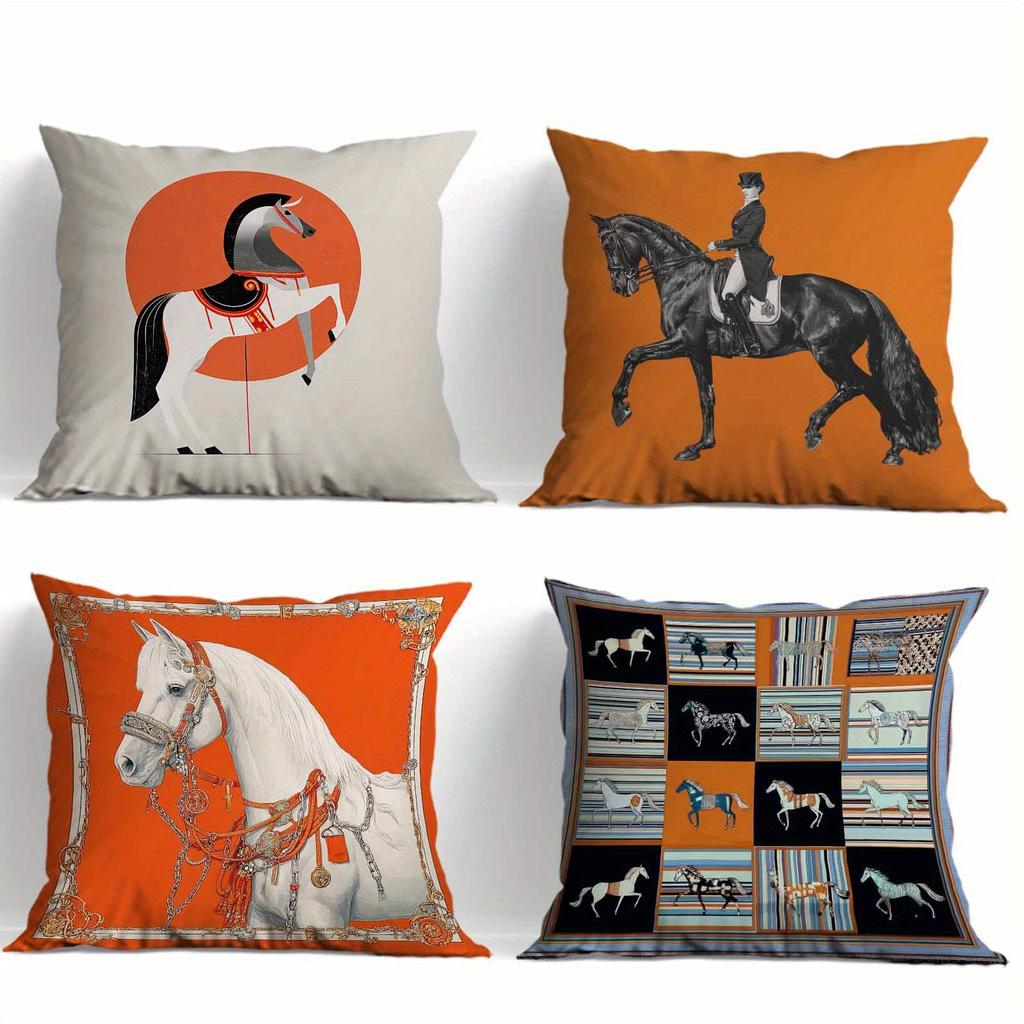 pc Equestrian Horse Print Throw Pillow Cover D DoubleSided Print Soft Polyester Cushion Case for Home Sofa Bedroom Car Decor