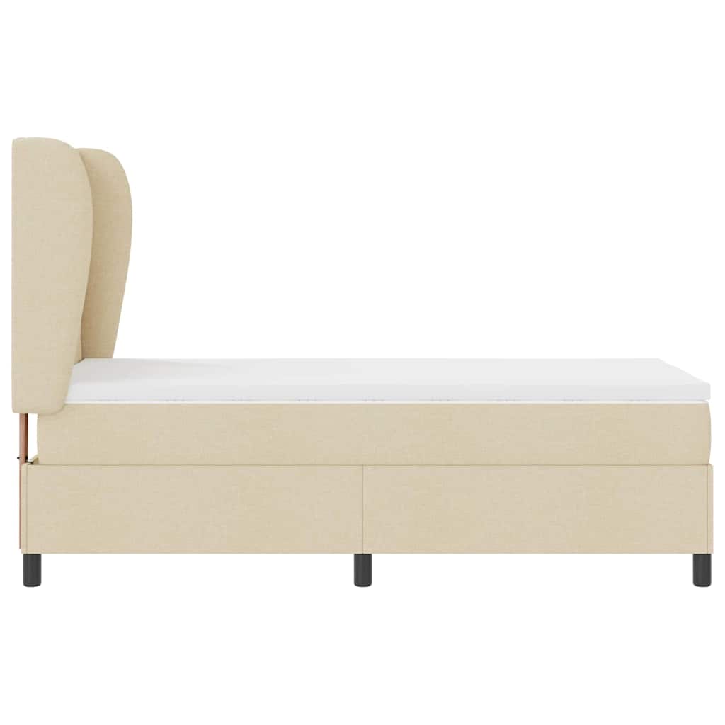 Box Spring Bed with Headboard Cream 90 x 200 cm Fabric