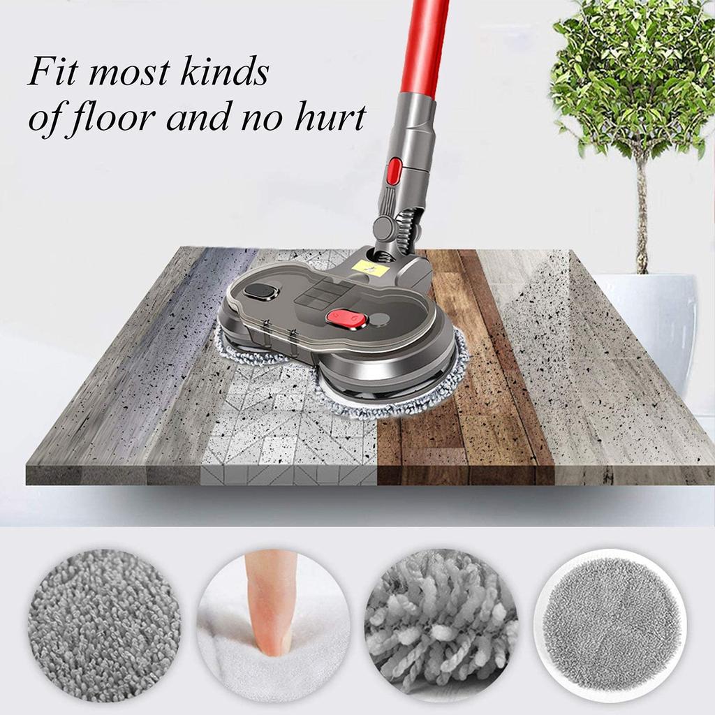 Atașamentul pentru mop electric este compatibil cu aspiratoarele verticale fără fir Dyson V11 V10 V8 V7 V15 și vine cu 6 tampoane de mop și cupă lavabile.