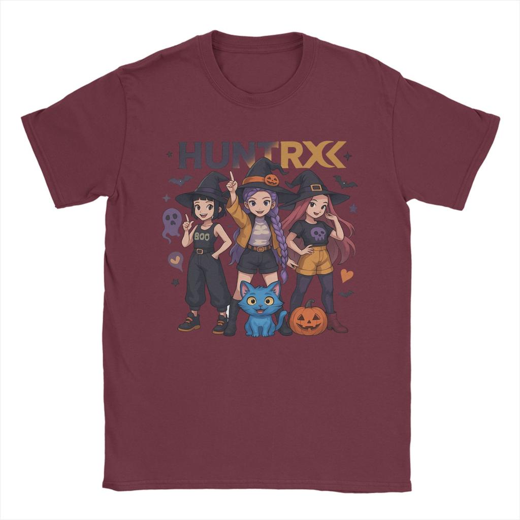 Gruseliger Hunterx Halloween Kpop Dämonenjäger Huntrix Mädchen und Tiger T-Shirt für Männer Baumwolle Humorvolles T-Shirt Rundhals T-Shirt