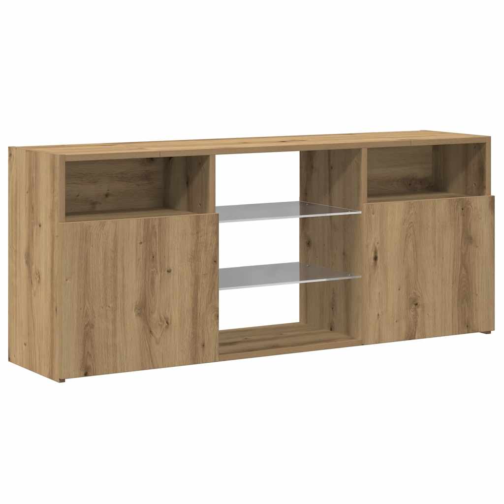 TV Cabinet with RGB LED Lights Artisan Oak Finish 120 x 30 x 50 cm