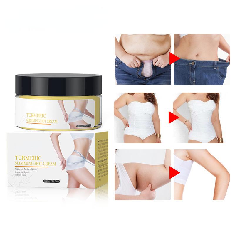 Schlankheitscreme zur Gewichtsreduktion. Hautstraffende Kurkuma-Schlankheitscreme