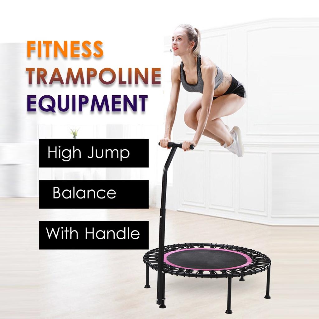 Indoor 40"" Exercise Fitness Trampoline Rebounder For Adults Child Foldable Cardio Jump Workout Stability Training Tool Rose Red/Green