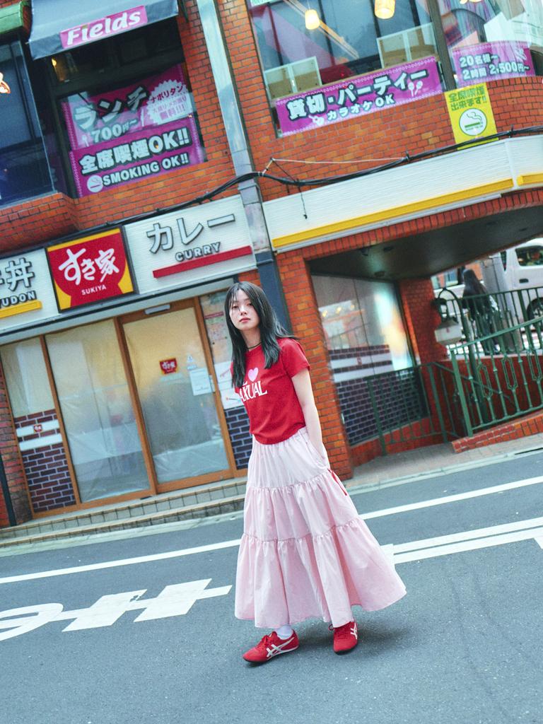 Loaegsyueol Silk Ribbon Tierd Skirt_Pink
