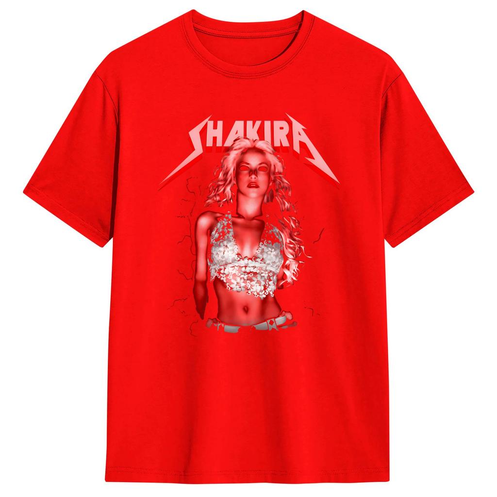 Shakiras Konzertposter T-Shirt Sommer Harajuku T-Shirts Baumwolle Atmungsaktiv Große Größen Oberteile Kurzärmelig Street Style T-Shirt