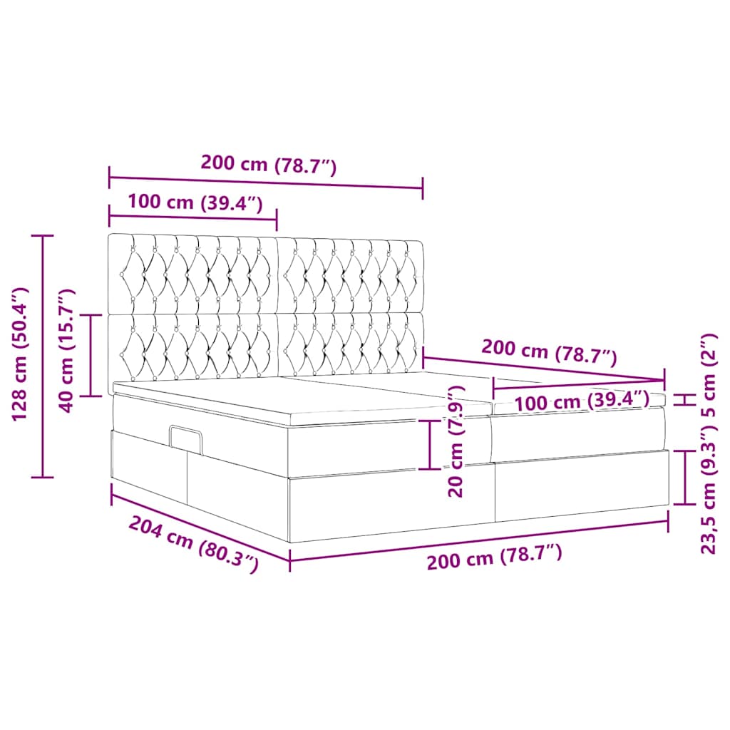 Storage Bed with Mattress Light Grey 200 x 200 cm Velvet