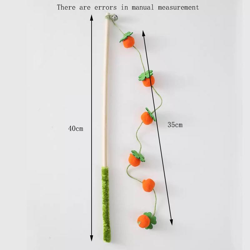 New Fruitful Tomato Bell Wooden Handle Cat Teaser Felt Persimmon Self-happy Boredom Relief Cat Teaser Pet Toy