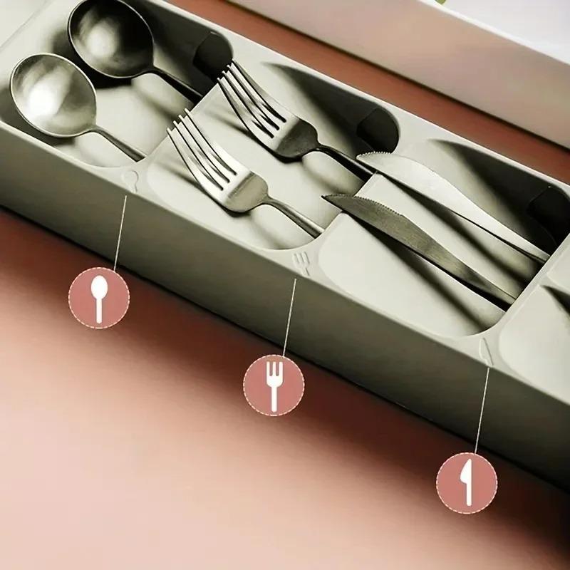 Household Kitchen Drawer Dust-proof Compartments Tableware Organization and Storage Boxes Multi-purpose Cutlery Storage Tray
