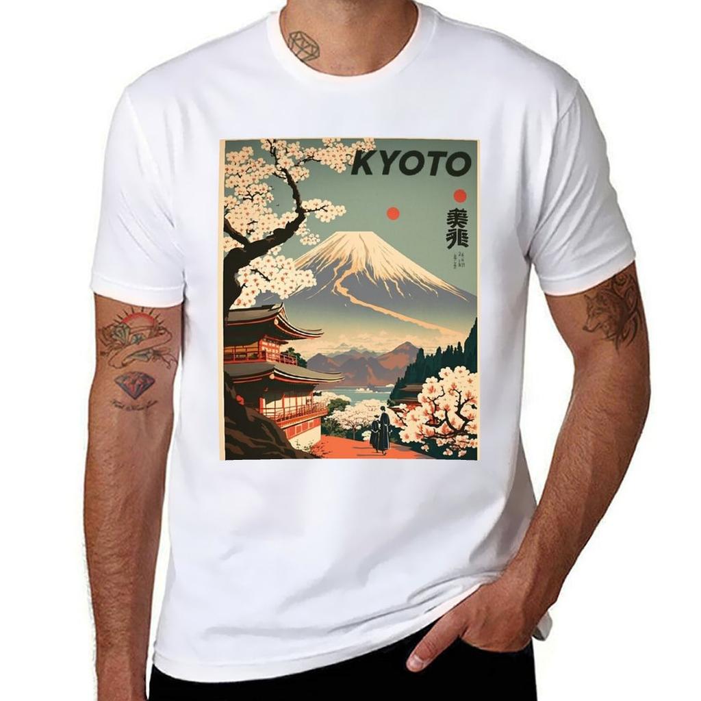 Kyoto Japan Vintage Travel Art Poster TShirt tops custom t shirt boys whites funny costumes mens plain t shirts