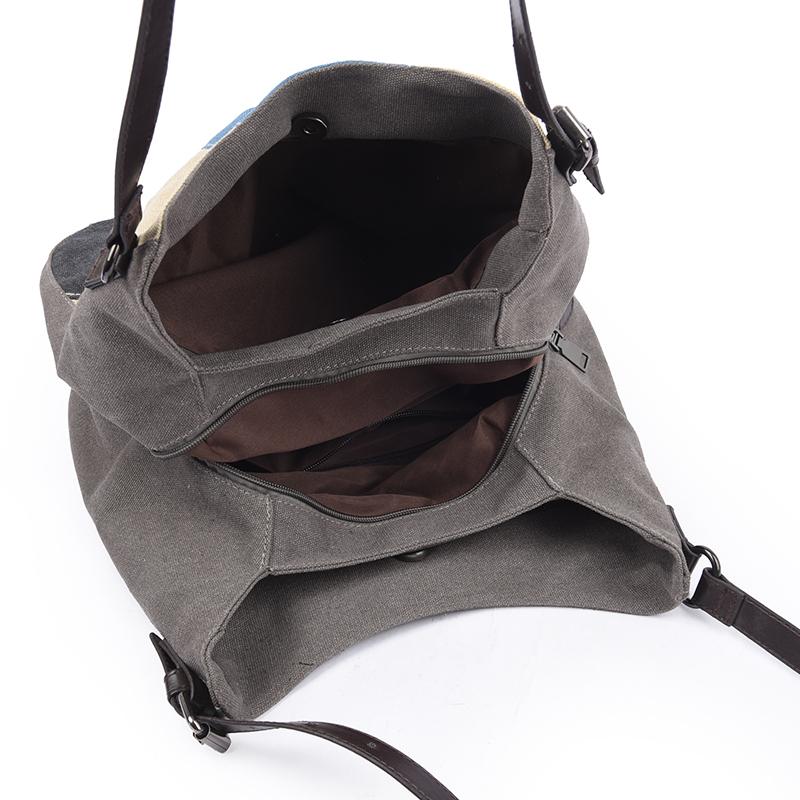Women's Shoulder Bag Large Capacity Tote Bag Contrast Color Stitching Canvas Bag