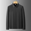 Dibenze Men's Plus Size Solid Zipper Long Sleeve Shirt
