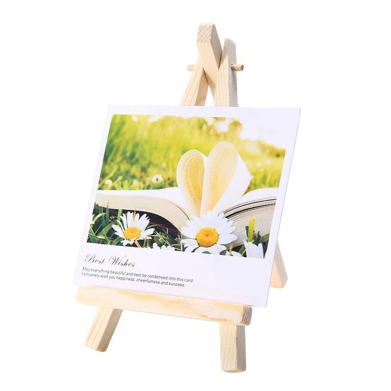 10Pcs Wood Mini Easel Frame Triangle Wedding Table Card Stand Display Holder Children Painting Craft Artist Supplies