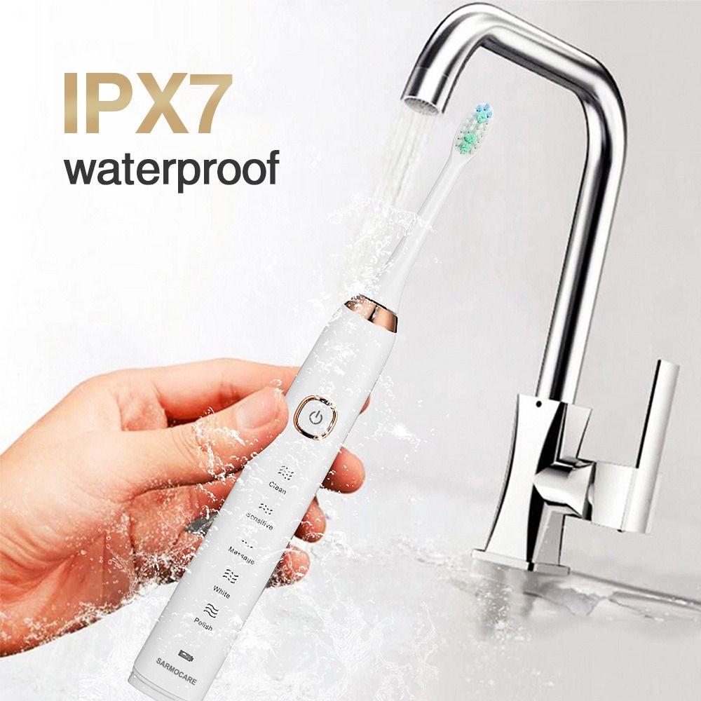 

5 Modes Automatic Teeth Cleaning Brush with 8 Replacement Heads Tooth Cleaner Daily Provisions білий