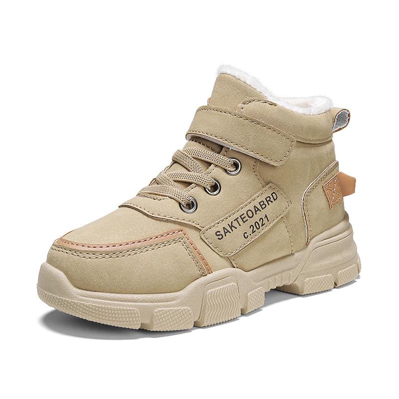 Fashion Winter Children's Boots Plus Velvet Warm Boys Girls Shoes Non-slip Waterproof New Kids Outdoor Shoes