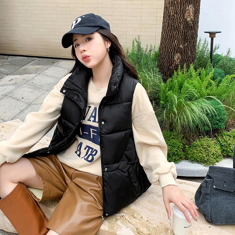 Neue Daunenweste Damenmode lockere und dünne Weste Europäischer warmer kurzer Mantel
