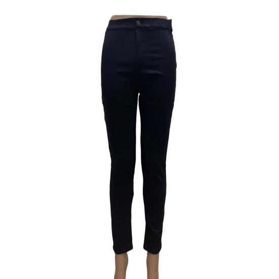 Women Skinny Trousers Slim Fit Solid Color Pants Cotton Blend High Waist Casual Trousers for Office Street Party Dating