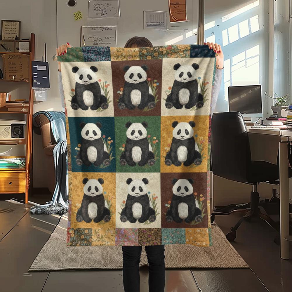 1Pc Patchwork Animal Print Flannel Blanket, High quality Comfortable for All Seasons, Home Decor, Warmth and Comfort, Perfect for Christmas Gifts60