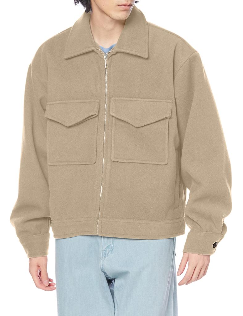 Military Jacket Tech Melton Like Swing Top Cream L [Improbes] [SIDEWAYSTANCE] A-2 Men's